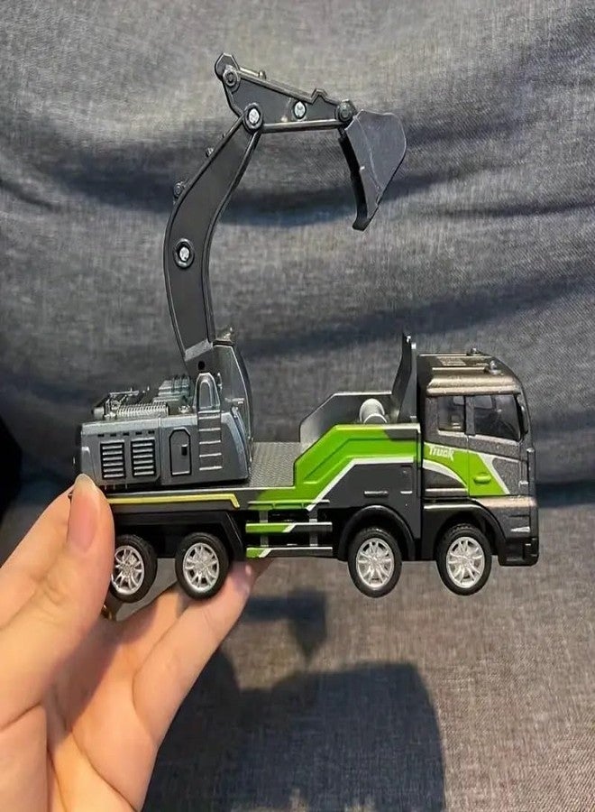 SHIPEASE شاحنة حفارة غير قابلة للكسر تعمل بالاحتكاك من SHIPEASE، مزودة بجميع الأجزاء المتحركة، نموذج من سبيكة مصبوبة، لعبة شاحنة بناء هندسية للأطفال من الأولاد والبنات، تعمل بسحب للخلف - Image 4